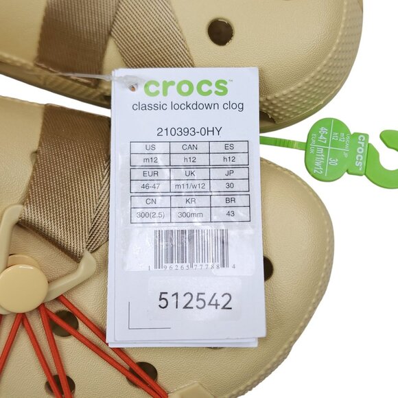 Crocs Classic Lockdown Clog Beige With Red Details Mens Size 12 Adjustable Strap - Picture 4 of 10